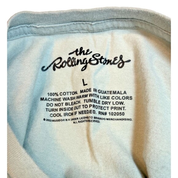 The Rolling Stones Tee Light Green Floral Tongue Graphic Band Shirt L - Picture 3 of 7